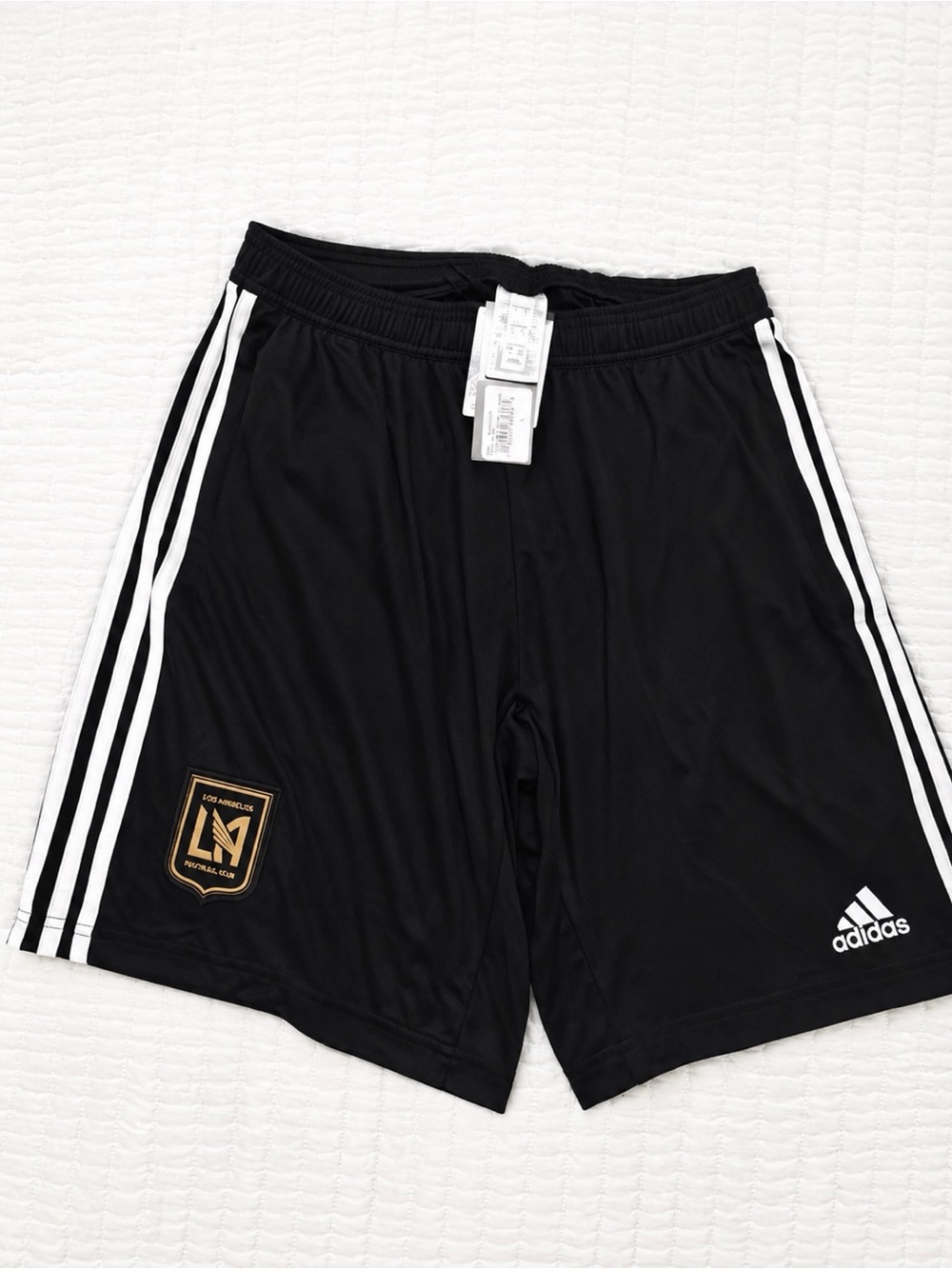 Adidas LAFC Men’s Black Athletic Shorts with White Stripes